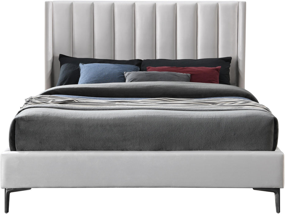 Nadia Cream Velvet King Bed - Bargain Furniture (Detroit, MI)