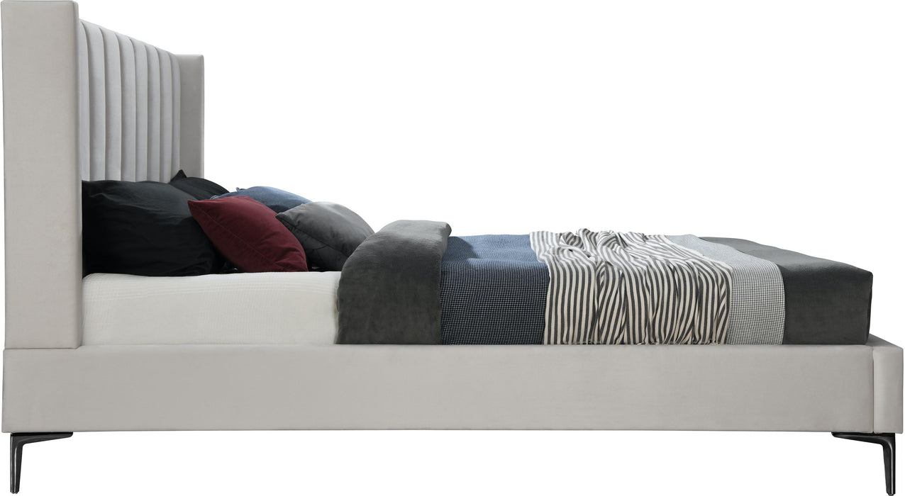 Nadia Cream Velvet King Bed - Bargain Furniture (Detroit, MI)