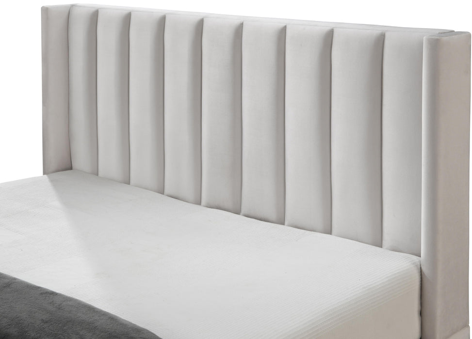 Nadia Cream Velvet King Bed - Bargain Furniture (Detroit, MI)