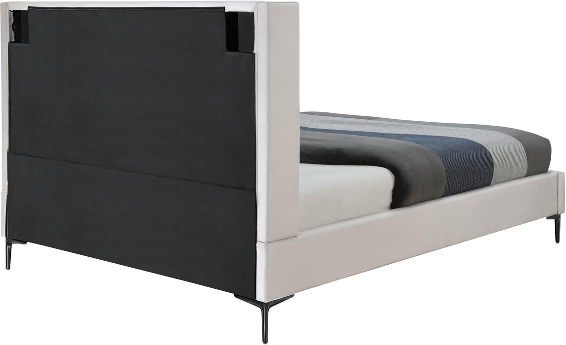 Nadia Cream Velvet King Bed - Bargain Furniture (Detroit, MI)