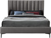 Nadia Grey Velvet King Bed - Bargain Furniture (Detroit, MI)