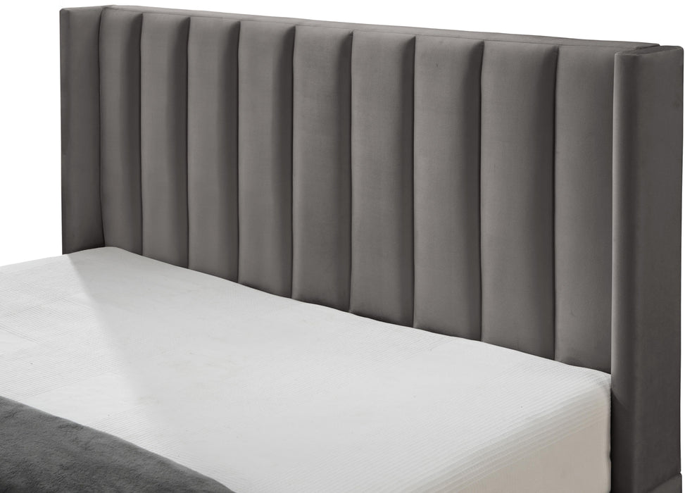 Nadia Grey Velvet Queen Bed - Bargain Furniture (Detroit, MI)