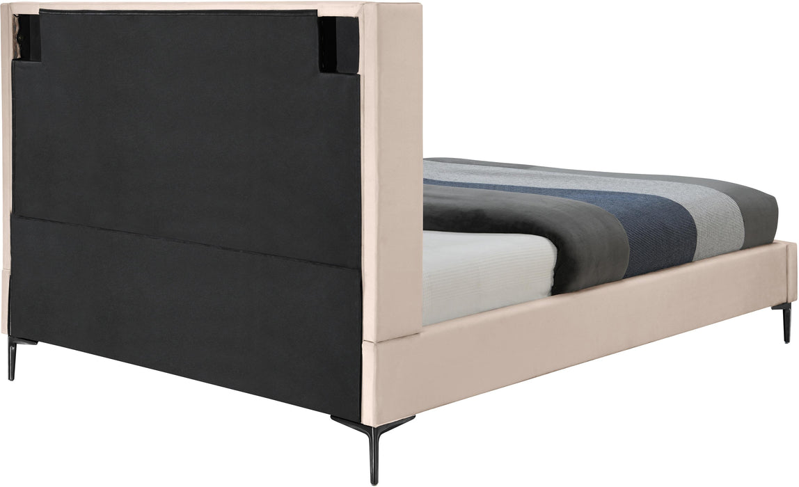 Nadia Pink Velvet Queen Bed - Bargain Furniture (Detroit, MI)