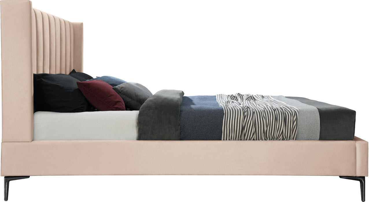 Nadia Pink Velvet Queen Bed - Bargain Furniture (Detroit, MI)