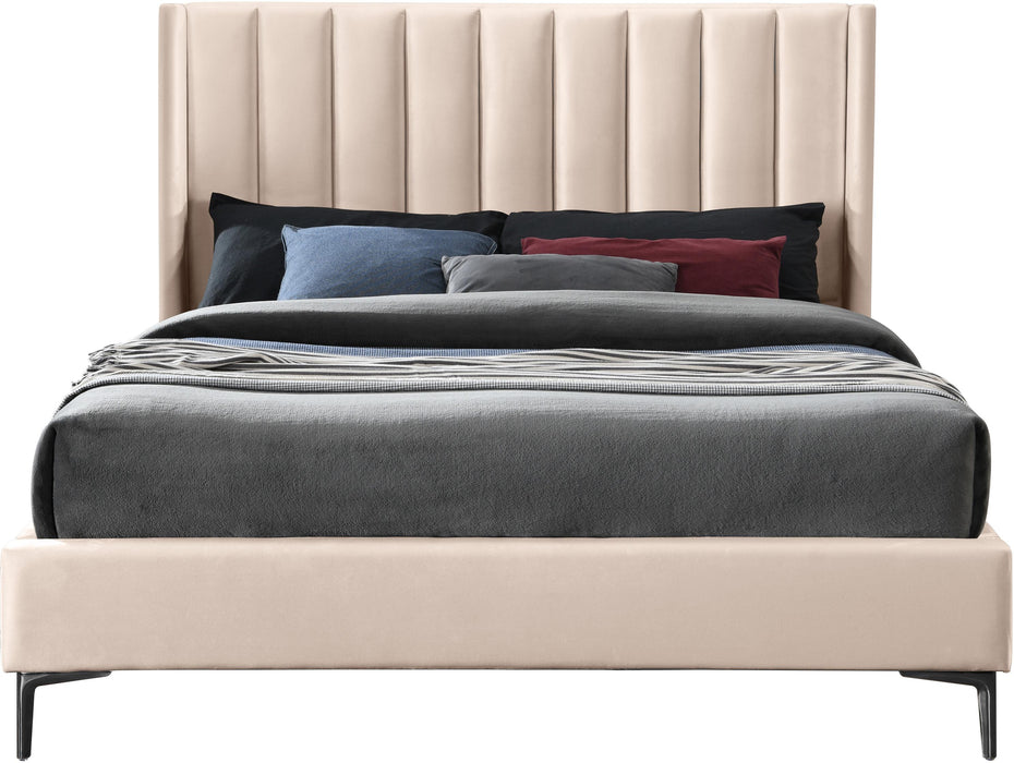 Nadia Pink Velvet Queen Bed - Bargain Furniture (Detroit, MI)