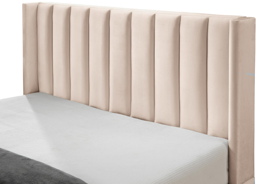 Nadia Pink Velvet Queen Bed - Bargain Furniture (Detroit, MI)