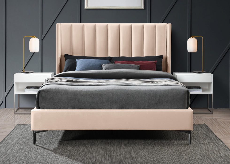 Nadia Pink Velvet Queen Bed - Bargain Furniture (Detroit, MI)