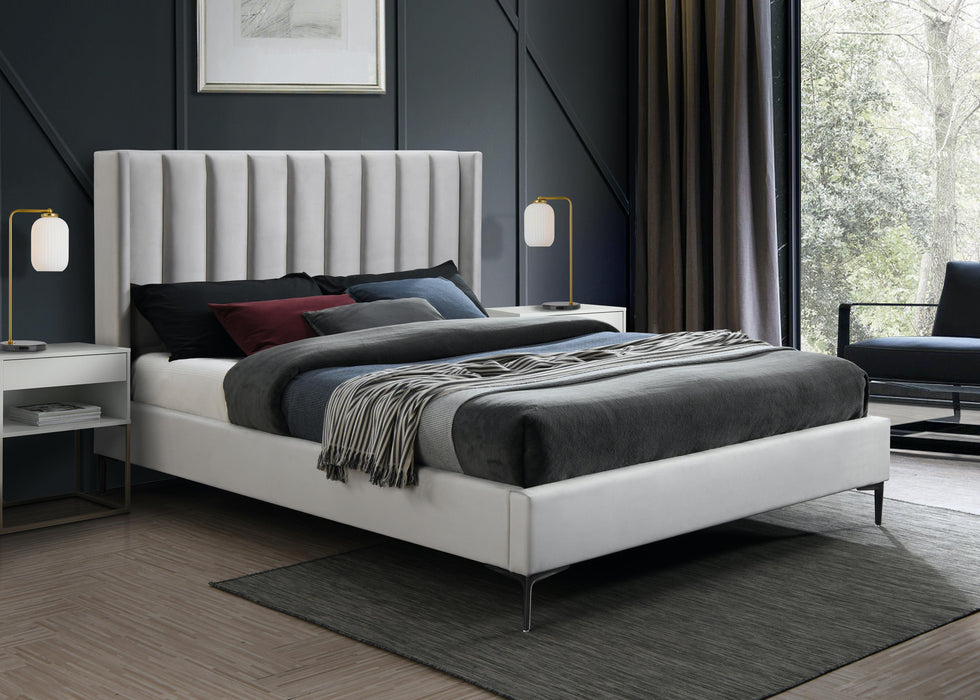 Nadia Cream Velvet King Bed - Bargain Furniture (Detroit, MI)
