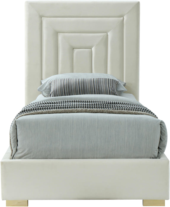 Nora Cream Velvet Twin Bed