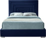 Nora Navy Velvet King Bed - Bargain Furniture (Detroit, MI)