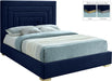 Nora Navy Velvet King Bed - Bargain Furniture (Detroit, MI)