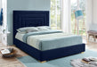 Nora Navy Velvet King Bed - Bargain Furniture (Detroit, MI)