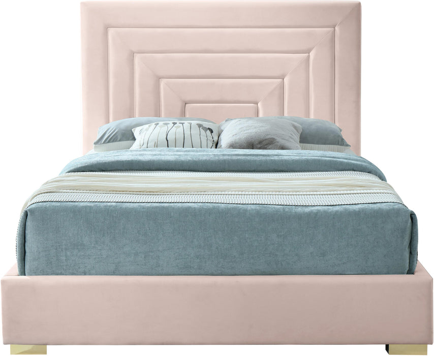 Nora Pink Velvet King Bed - Bargain Furniture (Detroit, MI)