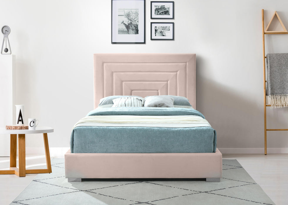 Nora Pink Velvet King Bed - Bargain Furniture (Detroit, MI)