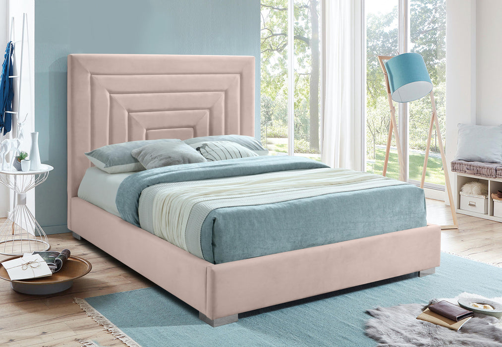 Nora Pink Velvet King Bed - Bargain Furniture (Detroit, MI)