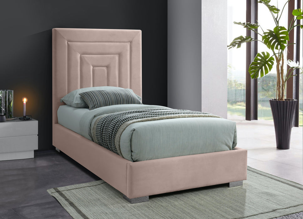 Nora Pink Velvet Twin Bed