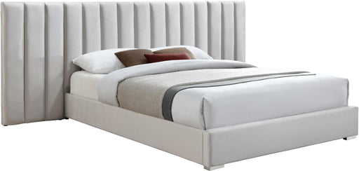 Pablo Cream Velvet Queen Bed - Bargain Furniture (Detroit, MI)