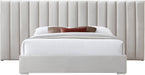 Pablo Cream Velvet Queen Bed - Bargain Furniture (Detroit, MI)