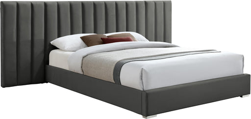 Pablo Grey Velvet Queen Bed - Bargain Furniture (Detroit, MI)