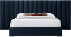 Pablo Navy Velvet Queen Bed - Bargain Furniture (Detroit, MI)