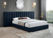 Pablo Navy Velvet Queen Bed - Bargain Furniture (Detroit, MI)
