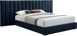 Pablo Navy Velvet Queen Bed - Bargain Furniture (Detroit, MI)