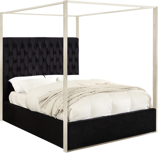 Porter Black Velvet Queen Bed - Bargain Furniture (Detroit, MI)