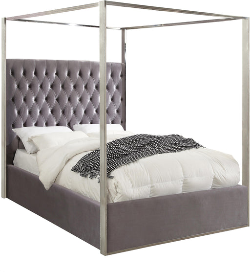 Porter Grey Velvet Queen Bed - Bargain Furniture (Detroit, MI)
