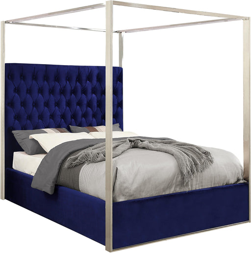 Porter Navy Velvet Queen Bed - Bargain Furniture (Detroit, MI)