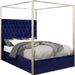 Porter Navy Velvet Queen Bed - Bargain Furniture (Detroit, MI)