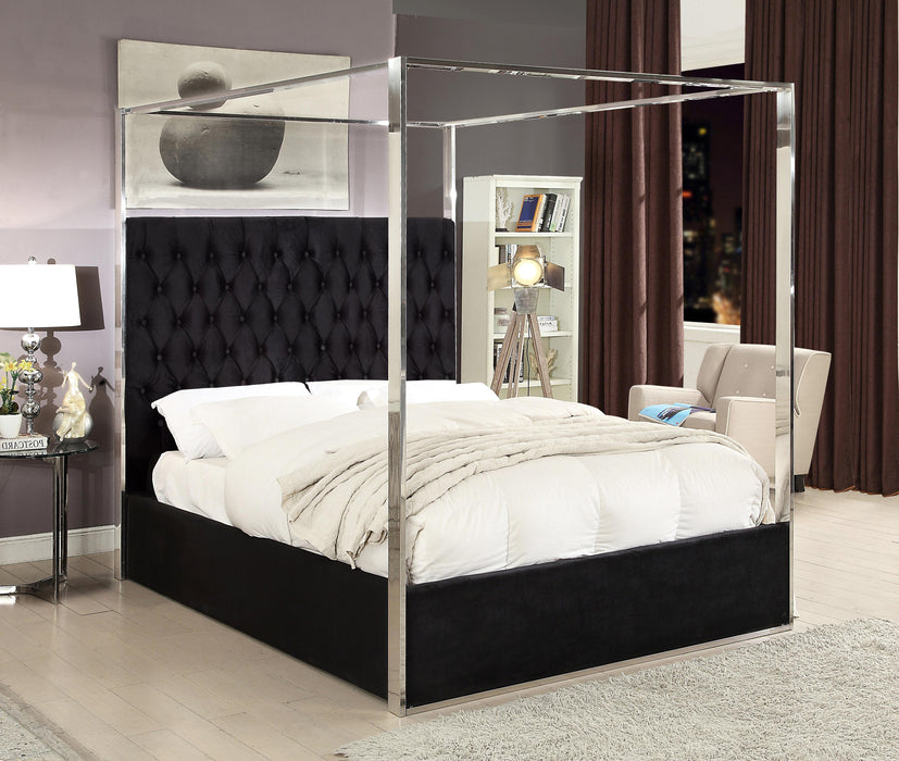 Porter Black Velvet Queen Bed - Bargain Furniture (Detroit, MI)