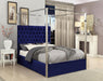 Porter Navy Velvet Queen Bed - Bargain Furniture (Detroit, MI)