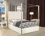 Porter White Velvet Queen Bed - Bargain Furniture (Detroit, MI)
