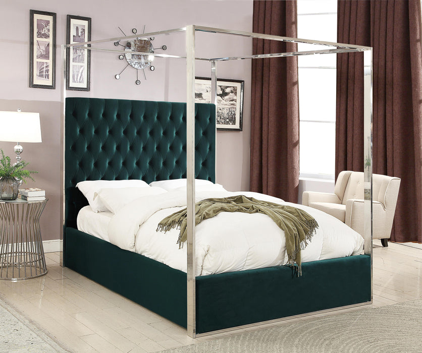 Porter Green Velvet Queen Bed - Bargain Furniture (Detroit, MI)