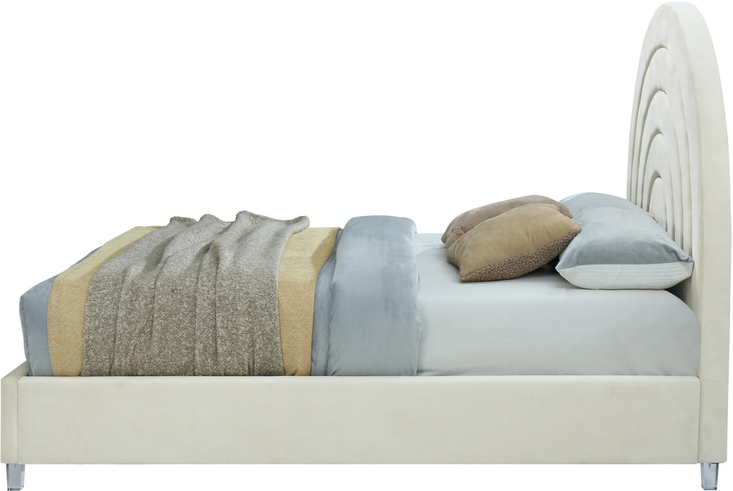Rainbow Cream Velvet King Bed - Bargain Furniture (Detroit, MI)