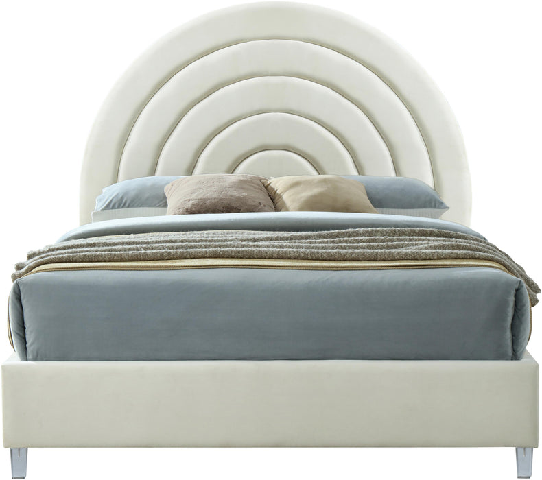 Rainbow Cream Velvet King Bed - Bargain Furniture (Detroit, MI)