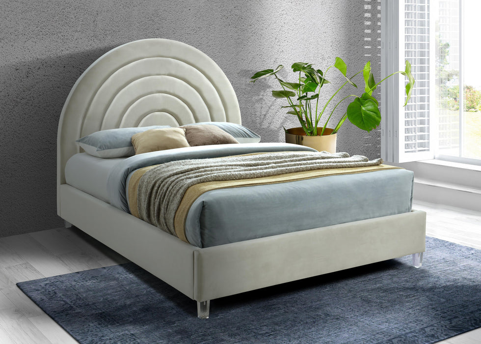 Rainbow Cream Velvet King Bed - Bargain Furniture (Detroit, MI)