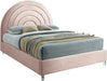 Rainbow Pink Velvet Queen Bed - Bargain Furniture (Detroit, MI)