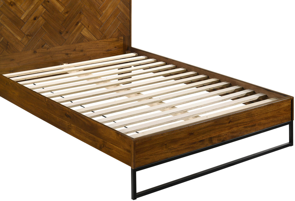 Reed Antique Coffee Queen Bed (3 Boxes) - Bargain Furniture (Detroit, MI)