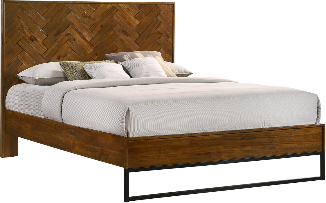 Reed Antique Coffee Queen Bed (3 Boxes) - Bargain Furniture (Detroit, MI)