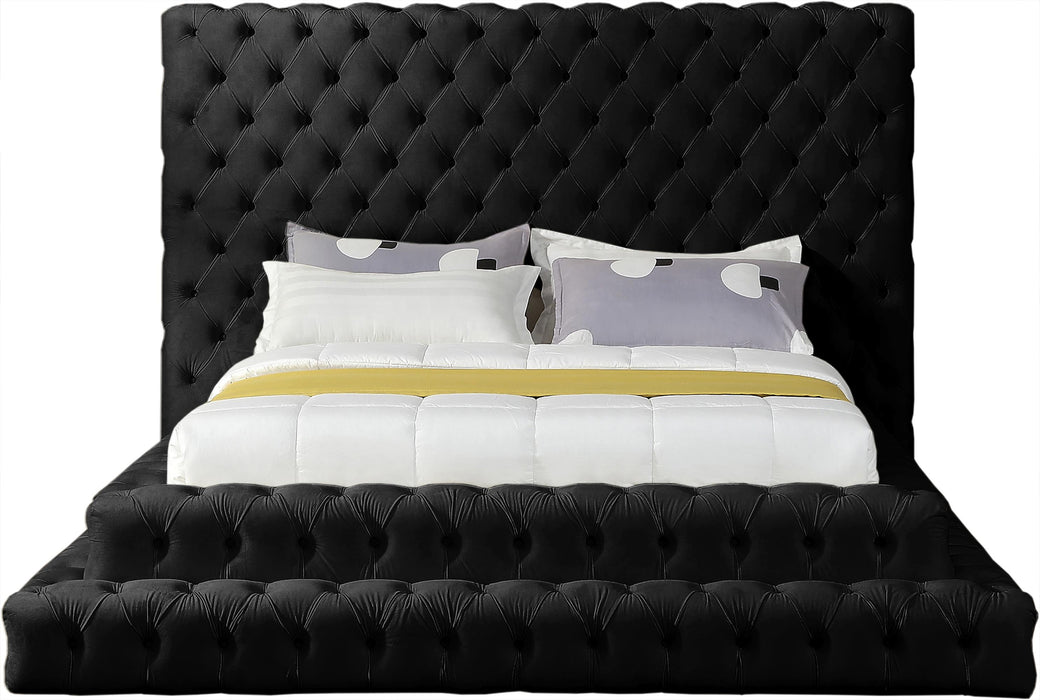 Revel Black Velvet Queen Bed (3 Boxes) - Bargain Furniture (Detroit, MI)