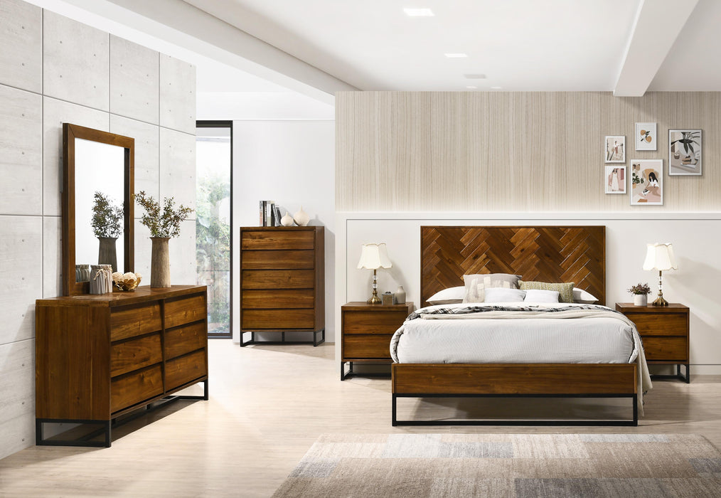 Reed Antique Coffee Queen Bed (3 Boxes) - Bargain Furniture (Detroit, MI)