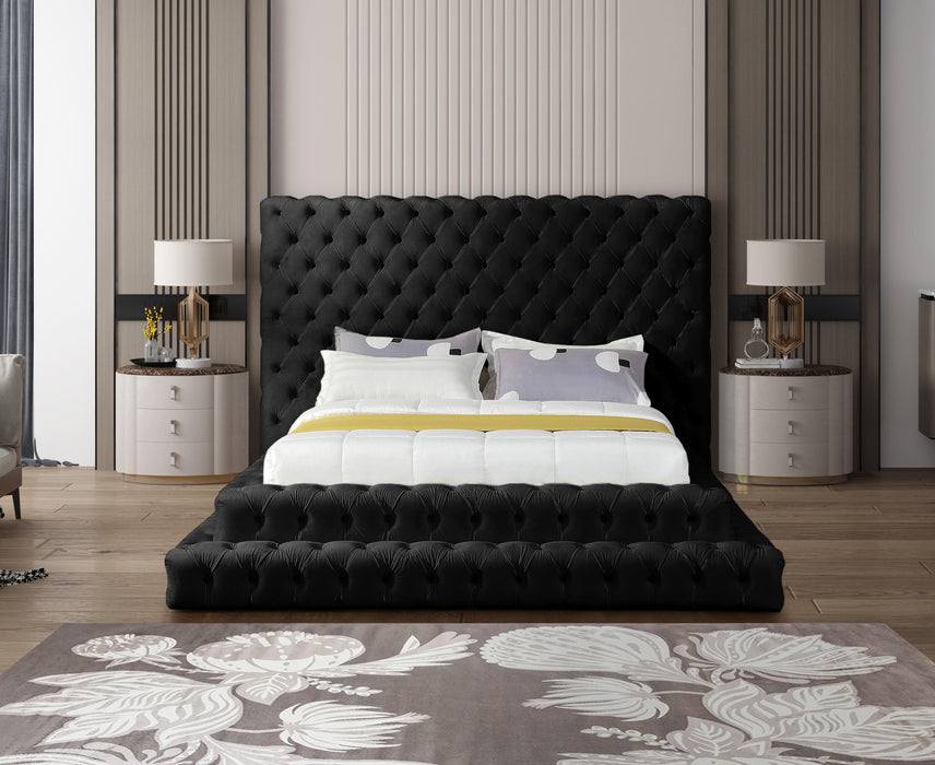 Revel Black Velvet Queen Bed (3 Boxes) - Bargain Furniture (Detroit, MI)