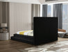 Revel Black Velvet Queen Bed (3 Boxes) - Bargain Furniture (Detroit, MI)