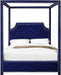 Rowan Navy Velvet Queen Bed (3 Boxes) - Bargain Furniture (Detroit, MI)