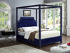 Rowan Navy Velvet Queen Bed (3 Boxes) - Bargain Furniture (Detroit, MI)