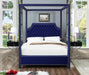 Rowan Navy Velvet Queen Bed (3 Boxes) - Bargain Furniture (Detroit, MI)