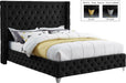 Savan Black Velvet Queen Bed - Bargain Furniture (Detroit, MI)