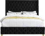 Savan Black Velvet King Bed - Bargain Furniture (Detroit, MI)