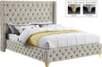 Savan Cream Velvet King Bed - Bargain Furniture (Detroit, MI)